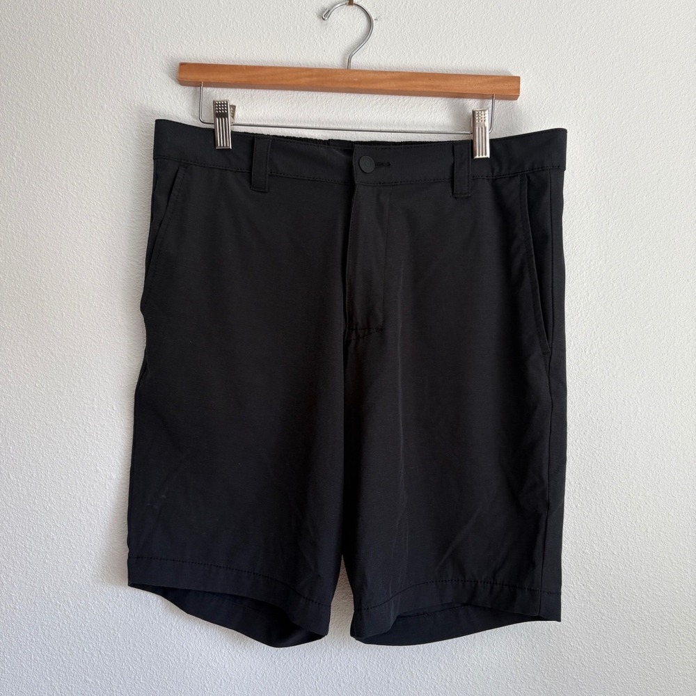 Banana Republic Mens Performance Tech Shorts Black Size 34 Elastic Waist Pockets